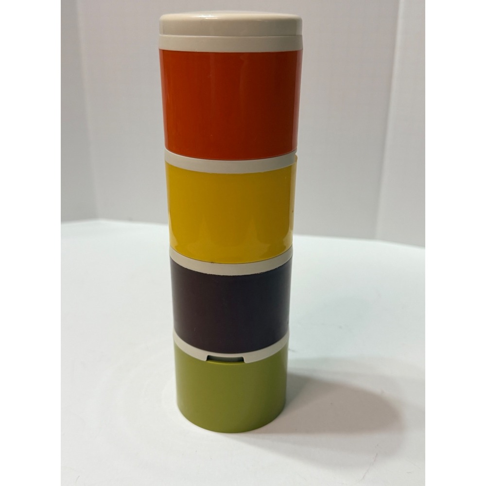 Vintage Stackable Spice Tower 4 Tier Shaker Set Mid Century Modern Retro Kitchen